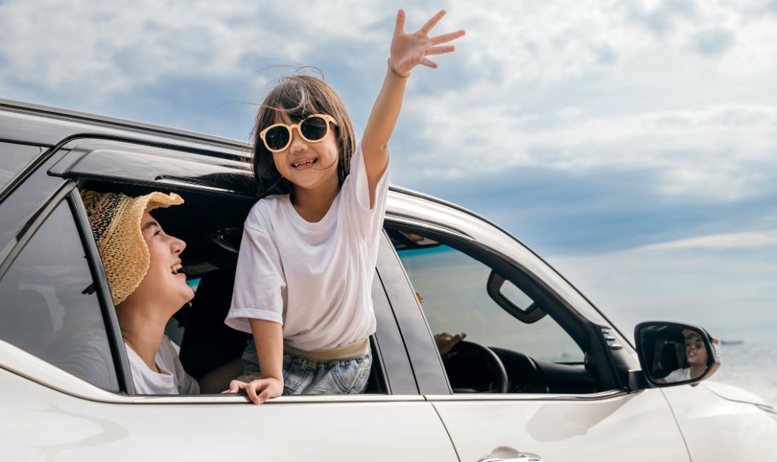 A family enjoying a drive
